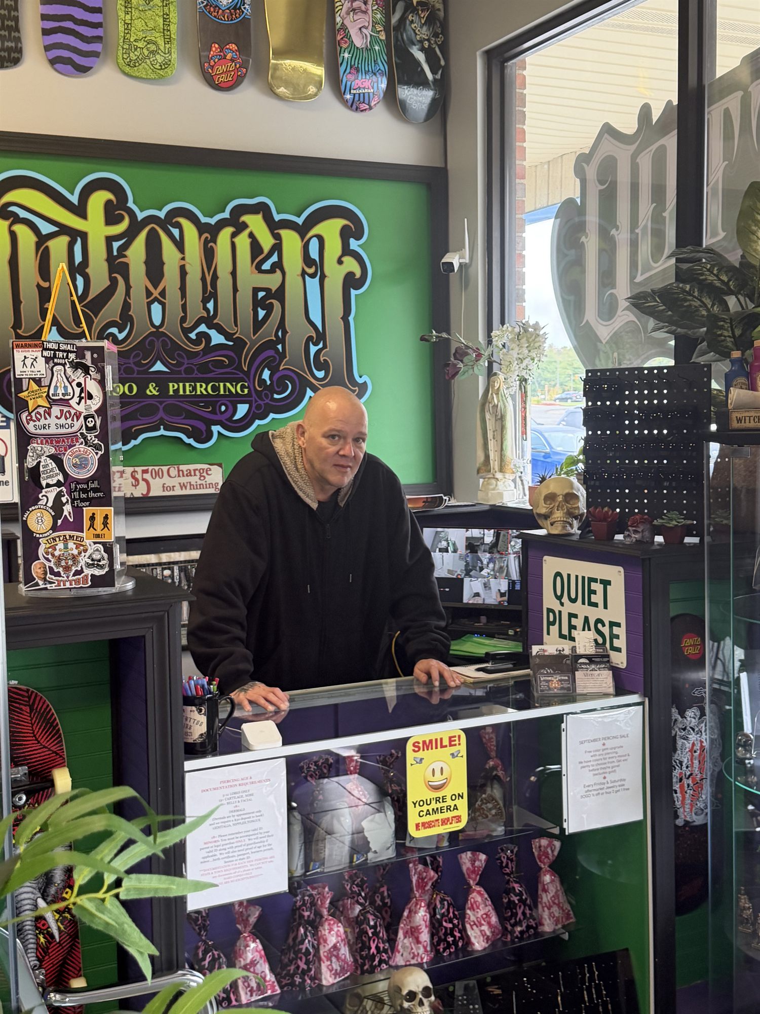 The front counter at Untamed Tattoo & Piercing